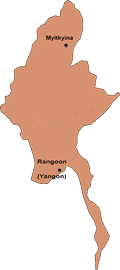 Map of Burma showing Spitfire dig sites