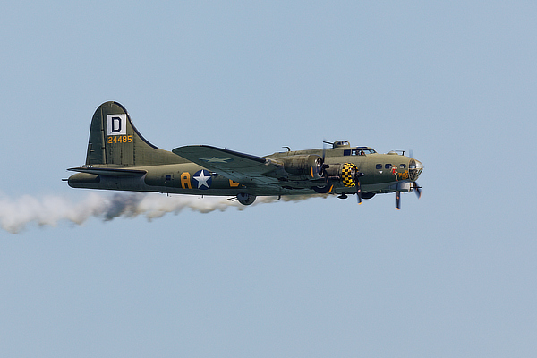 Sally B trailing smoke