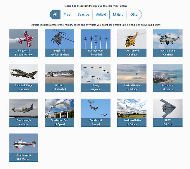 screenshot of aircraft photos